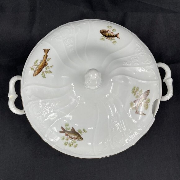 Bernadotte Covered Soup Tureen Wildlife Czech Republic Trout NO LADLE - Picture 2 of 16